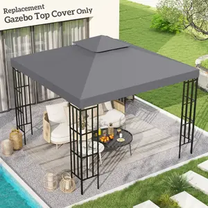 Outsunny 3(m) 2 Tier Garden Gazebo Top Cover Replacement Canopy Roof Deep Grey