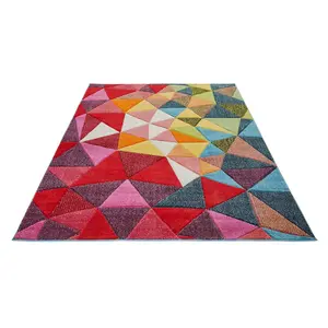 Multi Geometric Modern Easy to Clean Dining Room Rug-80 X 240cmcm (Runner)