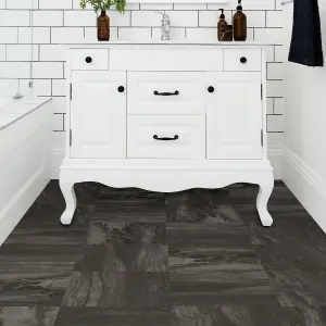 Floorpops Raven Black Peel and Stick Floor Tiles FP3328