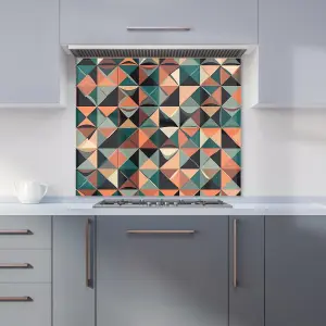 Geometric Print Pattern Premium Glass Kitchen Splashback W700mm x H650mm