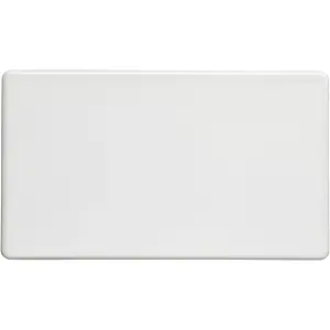 Double SCREWLESS MATT WHITE Blanking Plate Round Edged Wall Box Hole Cover