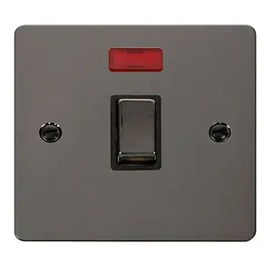 Flat Plate Black Nickel 1 Gang 20A Ingot DP Switch With Neon - Black Trim - SE Home