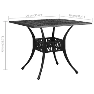 Berkfield Garden Table Black 90x90x73 cm Cast Aluminium