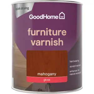 GoodHome Mahogany Gloss Multi-surface Furniture Wood varnish, 750ml