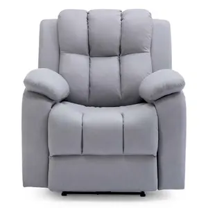 Electric Powered Recliner Chair With USB Charger And Pocket Storage In Leather-Look Grey Technology Fabric