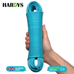 Hardys Clothes Washing Line - PVC Coated with Steel Core, Outdoor & Indoor Suitable Clothes Line, 80kg Capacity - 50m, Blue