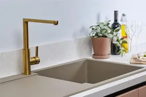 Liquida W25BR 360 Degree Swivel Spout Brushed Brass Kitchen Mixer Tap