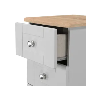 Sussex Ready assembled Grey & oak 5 Drawer Bedside chest (H)1074mm (W)395mm (D)411mm