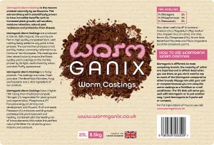 Wormganix 20 Litre Bag Premium Worm Castings Vermicompost Organic Moist Fresh