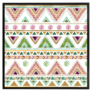 Colourful striped gold style triangles (Picutre Frame) / 12x12" / Oak