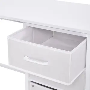 Freestanding Computer Desk with 3 Fabric Drawers and Storage Bag in White