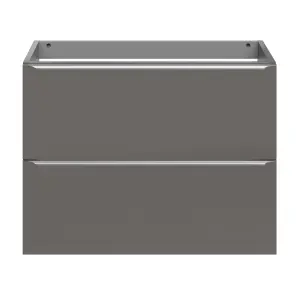 GoodHome Imandra Slimline Gloss Warm Grey Wall-mounted Bathroom Cabinet (H) 600mm (W) 800mm