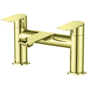 Bathroom Basin Mono Mixer Tap & Bath Filler Set Including Wastes - Brushed Brass