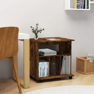 Berkfield Rolling Cabinet Smoked Oak 60x45x60 cm Engineered Wood