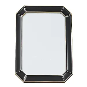 Modern Designer Black Gloss Epoxy 4x6 Picture Frame with Gold Plated Metal Trim