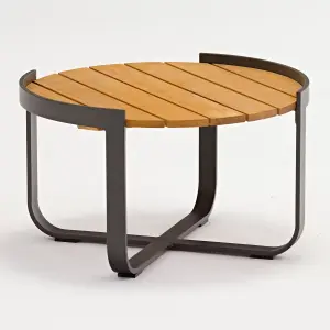 Bloom Coffee Table with Teak Top in Charcoal