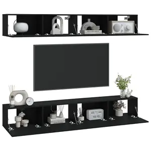 Berkfield Wall TV Cabinets 4 pcs Black 100x30x30 cm