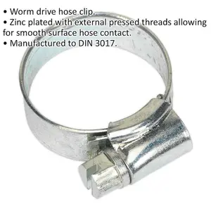 30 PACK Zinc Plated Hose Clip - 16 to 25mm Diameter - External Pressed Threads