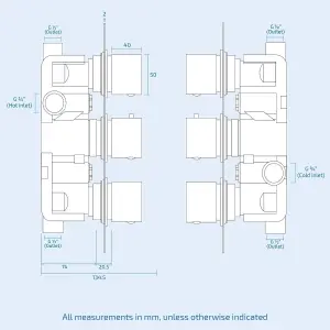 Rose 2 Way Concealed Thermostatic Shower Mixer Valve 200 Slim Overhead - Chrome