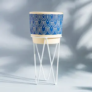 Sass & Belle Blue Wave Planter With Wire Stand