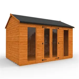 12ft x 8ft (3550mm x 2350mm) Horsforth Shiplap Full Pane Apex Retreat Summerhouse with 2 Windows