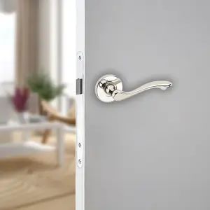 URBNLIVING 115mm Length 12 Pcs Kensington Metal & Polished Nickel Rose Lever Latch Door Handle Set