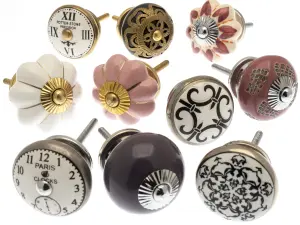 MangoTreeKnobs - Mixed Set of Vintage Shabby Chic Cupboard Knobs x Pack 10 (MG-11)