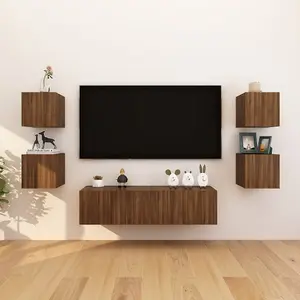 Berkfield Wall Mounted TV Cabinet 4 pcs Brown Oak 30.5x30x30 cm