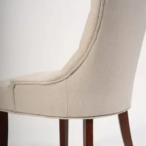 Norval Upholstered Dining Chair (Set of 2) Beige / Dark Brown