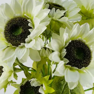 88cm White Artificial Sunflower - 3 heads