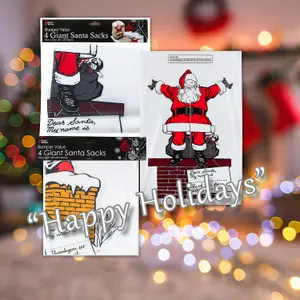 Giant Santa Sacks 30"X 20" Bumper Gift Bags X 4 34cm x 29.9cm x 0.3cm White