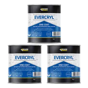 Everbuild Evercryl One Coat Instant Waterproofing Clear 1kg (Pack Of 3)