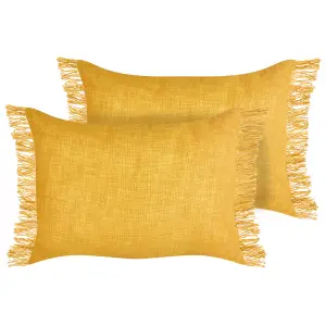 Set of 2 Cushions MABA Cotton Solid Yellow