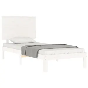 Berkfield Bed Frame with Headboard White 100x200 cm Solid Wood