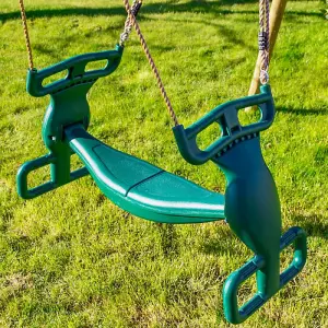 Rebo Moulded Plastic Children's Tandem Glider - Two Child Swing Seat - Green