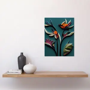 Modern Paper Quilling Bird Exotic Flower - Print Unframed / 40.5cm H x 30.5cm W x 0.2cm D