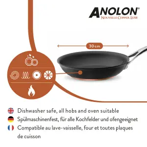 Anolon Nouvelle Luxe Black Round Aluminium Induction Suitable Non-Stick Open Skillet Frying Pan 30cm