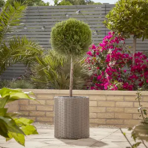 Verve IRAKLIA Grey Rattan effect Polyethylene (PE) Plant pot (Dia) 35cm, (H)40cm, 12L