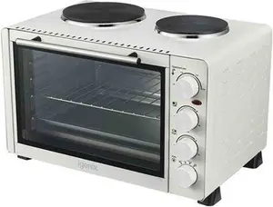 Igenix IG7130 30L Mini Oven With Double Hotplates - White | Robert Dyas