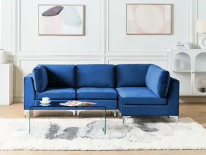 Corner Sofa EVJA Navy Blue Velvet Left Hand