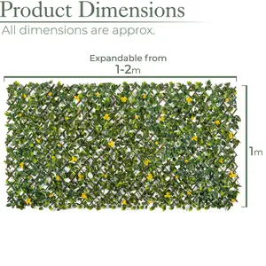 Expanding Artificial Trellis Leaf Flower Garden Screening Fence 1m x 2m Christow