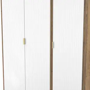 Nashville Ready assembled Contemporary White & oak Tall Triple Wardrobe (H)1960mm (W)1108mm (D)530mm