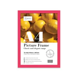 A4 Bright Pink Picture Frame Fits A4 (21 x 29.7cm - 8.3 x 11.7in) Poster, Photo, Artwork, or Print.