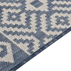 Outdoor Flatweave Rug 200x280 cm Blue Stripes