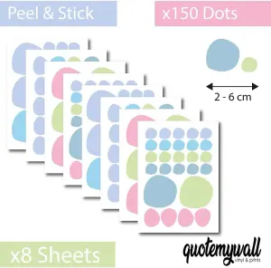 Pastel Colour Wall Stickers Polka Dots Spots