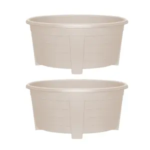 simpa 2PC Taupe Grosvenor Oval Plastic Planters - 55cm