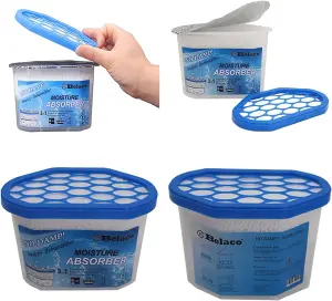 Belaco Disposable Dehumidifier Pack of 6x 500ml Prevent Mould & Mildew, Eliminating Musty Odor, Remove Dampness, Absorber