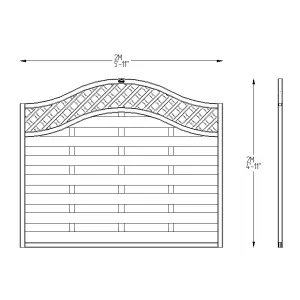 1.8m x 1.5m Pressure Treated Decorative Europa Prague Fence Panel - Pack of 3