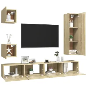 Berkfield 5 Piece TV Cabinet Set Sonoma Oak Engineered Wood