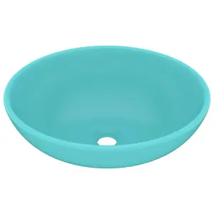 Berkfield Luxury Basin Oval-shaped Matt Light Green 40x33 cm Ceramic